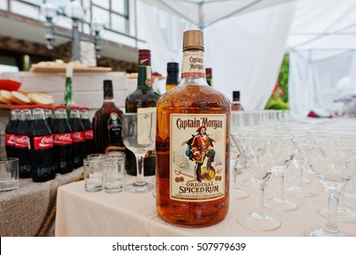 Hai, Ukraine - October 25, 2016: Large Bottle Of Captain Morgan Rum On The Buffet Table