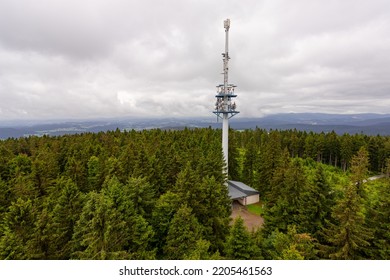 Haidel transmitter from the lookout tower in national park Bavarian forest, mood weather in Germanya - Shutterstock ID 2205461563