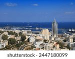 Haifa city, Israel. Cityscape of Haifa with downtown Lower City.