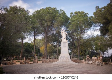 Haifa, Israel - December 20 2017: The Statue Of Elijah On Mount Carmel, Where The Prophet 