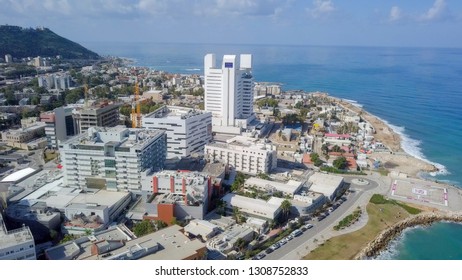 Haifa, Israel - February 2, 2019: Aerial Image Of Rambam Health Care Campus (Rambam Hospital).