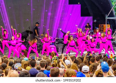 Haifa, Israel - June 18, 2021: Crowd Attend A Drag Dance At The Final Show Of The Annual LGBTQ Pride Parade In Haifa, Israel. Post Covid-19 Celebration