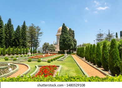 Haifa, Israel / June 21, 2019: Bahai Gardens. The Terraces Of The Bahai Faith, Also Known As The Hanging Gardens Of Haifa, Are Garden Terraces Around The Shrine Of The Bab On Mount Carmel. 