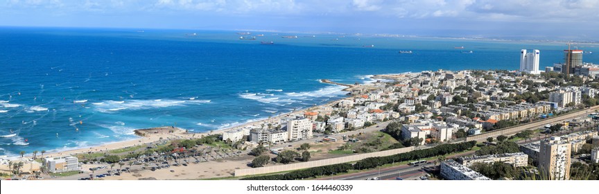 Haifa Israel. Panoramic View Of Haifa Bay,