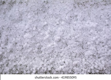 Hail Background. Close-up Of Window-sill After Hailstorm.