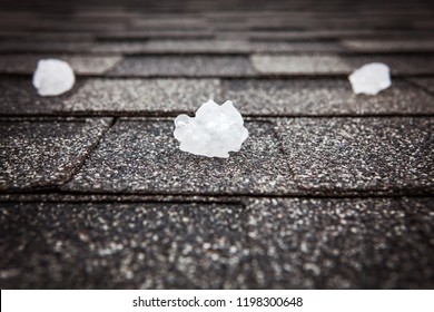 Hail on roof after hailstorm