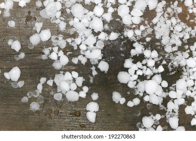 Hailstones on wood