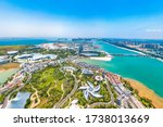 Hainan Ocean Flower Island (Sea Flower Island or Haihuadao) Coastal Resort Scenery, Danzhou City, Hainan Province, a Tourism Destination for Summer Vacation in China. Aerial View. 