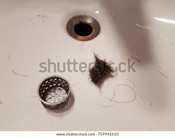 Hair Bathrom Sink Drain Stock Photo Edit Now 759942610