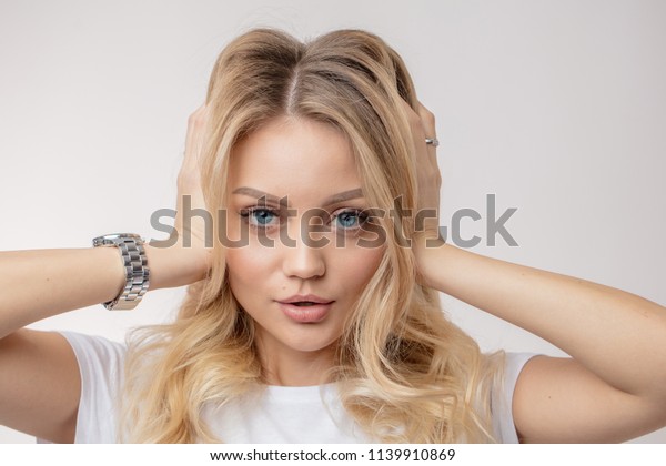 Hair Beauty Charming Model Touching Her Stock Photo Edit Now