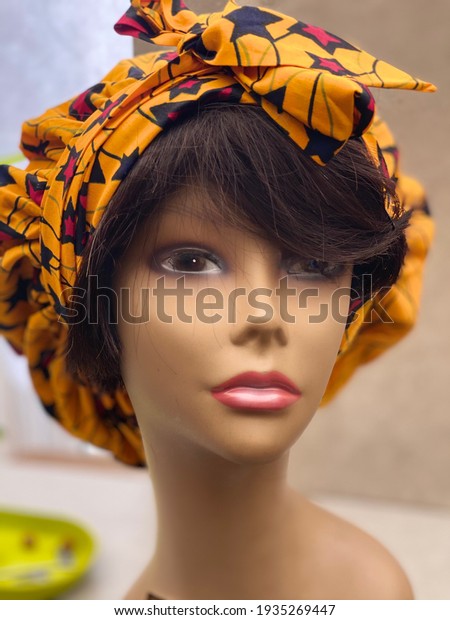 Hair bonnet on a mannequin\
head. 