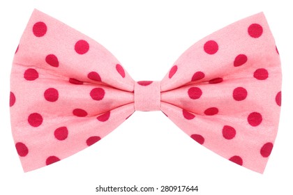 Hair Bow Tie Pink With Red Dots