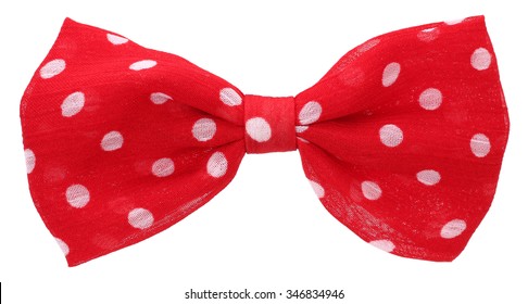 Hair Bow Tie Red With White Spots