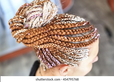 Hair Braided In Thin Plaits, African Style