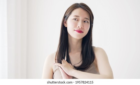 Hair Care Concept Of Young Asian Woman.