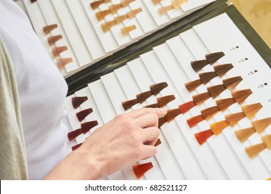 Hair Color Swatches Chart, Hand. Dyed Hair Samples.