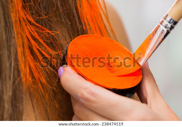 Hair Coloring Brush Painting Hair Orange Stock Photo Edit Now