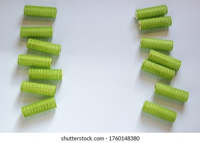 Hair culers on the blue backround. Green culers for hairdress. - Powered by Shutterstock