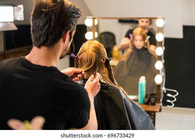 Hair Dresser In Action, Creating New Look