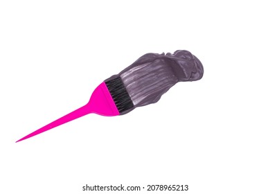 Hair dye brush with hair color foam sample on white background top view - Powered by Shutterstock