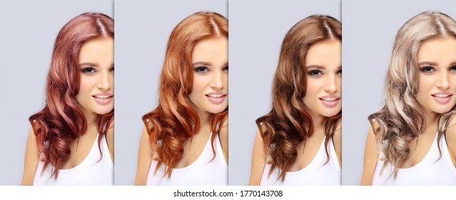hair dyeing concept, coloring, different hair tones