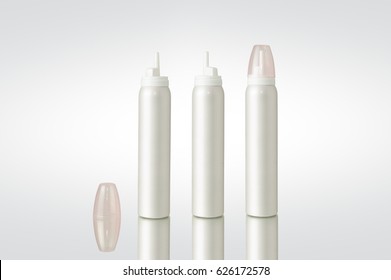 Hair Mousse Bottle On White Background