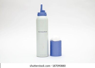 Hair Mousse Cylinder Bottle On Isolated