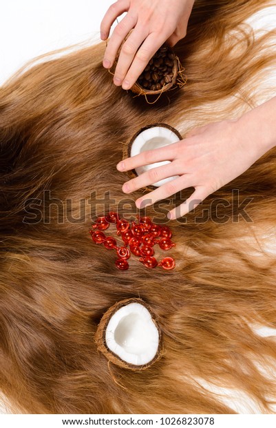 Hair Nourishment Vitamin Serum Capsule On Beauty Fashion Stock Image