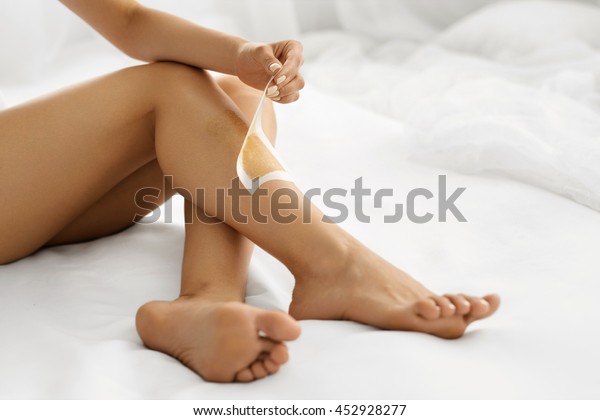 Hair Removal Long Woman Legs Wax Stock Photo Edit Now 452928277