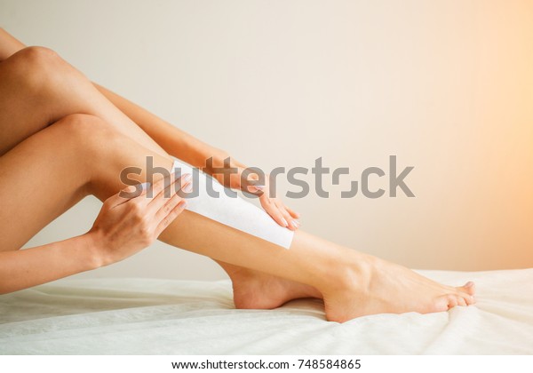 Hair Removal Long Woman Legs Wax Stock Photo Edit Now 748584865