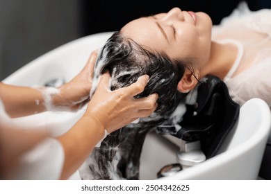 Hair salon, shampoo, head massage, head spa - Powered by Shutterstock