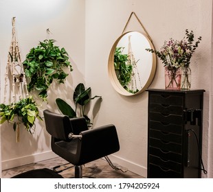 Hair Salon Suite with Modern Decor and plants.