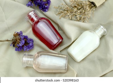 Hair Shampoo , Hair conditioner and Cream bath of body care and beauty product.