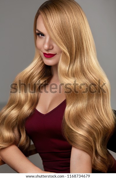 Hair Style Beautiful Woman Healthy Wavy Stock Photo Edit Now