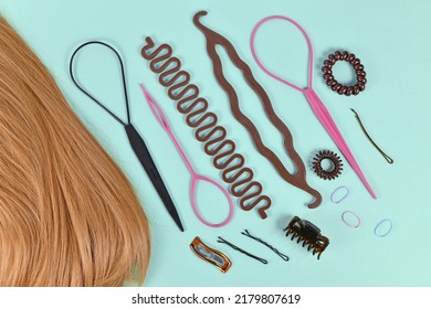 Hair Styling Tools Like Bun Maker, Braid Tool, Ponytail Style Maker, Hair Clip, Rubber Bands And Pins 