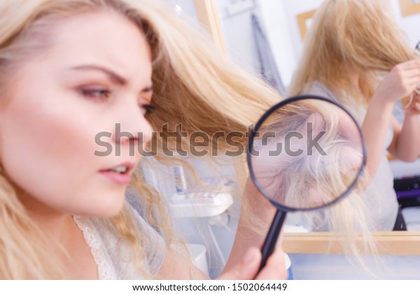 Haircare Bad Effects Bleaching Concept Unhappy Stock Photo Edit
