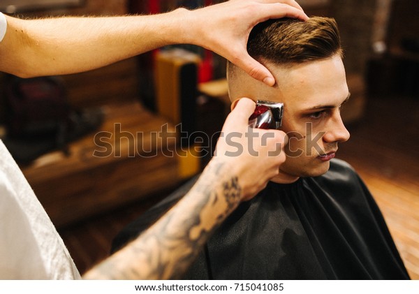 Haircut Men Barbershop Mens Hairdressers Barbers Stockfoto