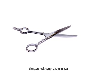 Haircut Scissors Chrome Isolated On White Background.