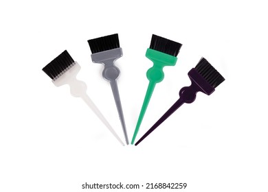 Hairdresser Hair Dye Brush, Delicate Hair Dye Shade, Re-washable, Hair Dye Brush Colored, Quartet, Gray, Green, Black, White, Isolated With White Background