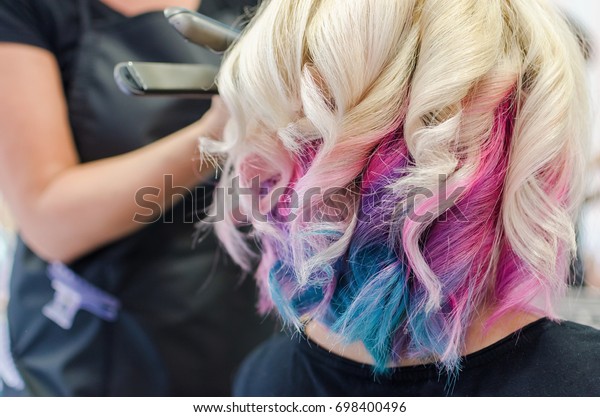 Hairdresser Has Finished Twisting Hair Making Stock Photo Edit