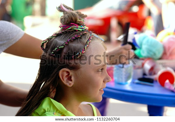 Hairdresser Made Thin Plaits African Style Stock Photo Edit Now