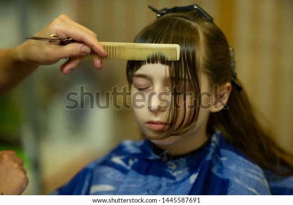 Hairdresser Making Hair Style Cute Little Stock Photo Edit