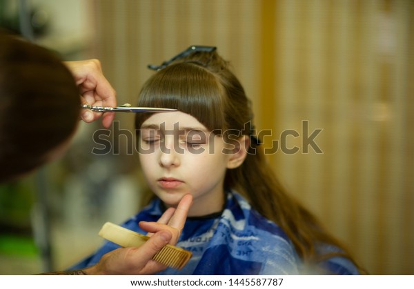 Hairdresser Making Hair Style Cute Little Stock Photo Edit
