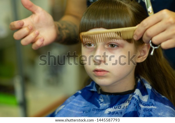 Hairdresser Making Hair Style Cute Little Royalty Free Stock Image