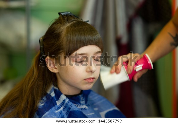 Hairdresser Making Hair Style Cute Little People Beauty