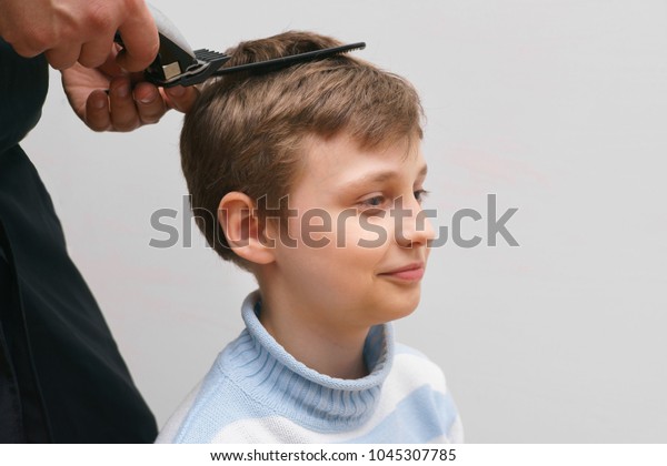 Hairdresser Making Haircut Cute Little Boy Stock Photo Edit Now