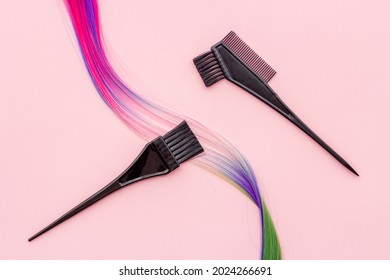 Hairdresser tools for hair dye - brush and strand of hair - Powered by Shutterstock