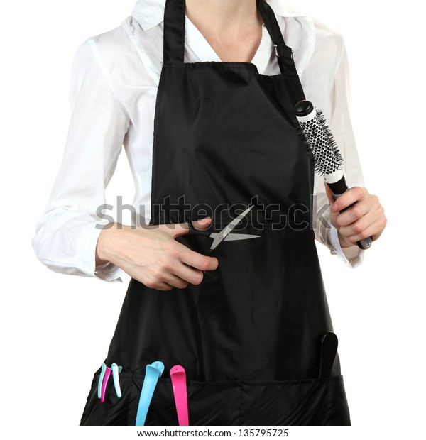 Hairdresser Uniform Working Tools Isolated On Royalty Free Stock