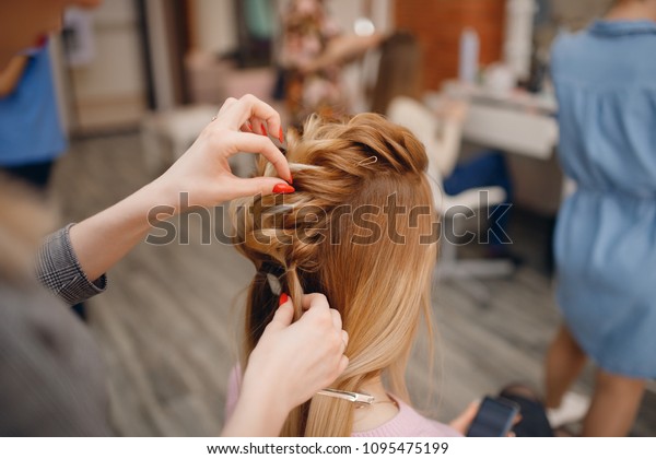 Hairdresser Woman Conducts Training Pupil Salon Stock Photo Edit