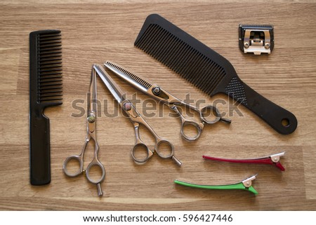 hairdressers tools stock photo